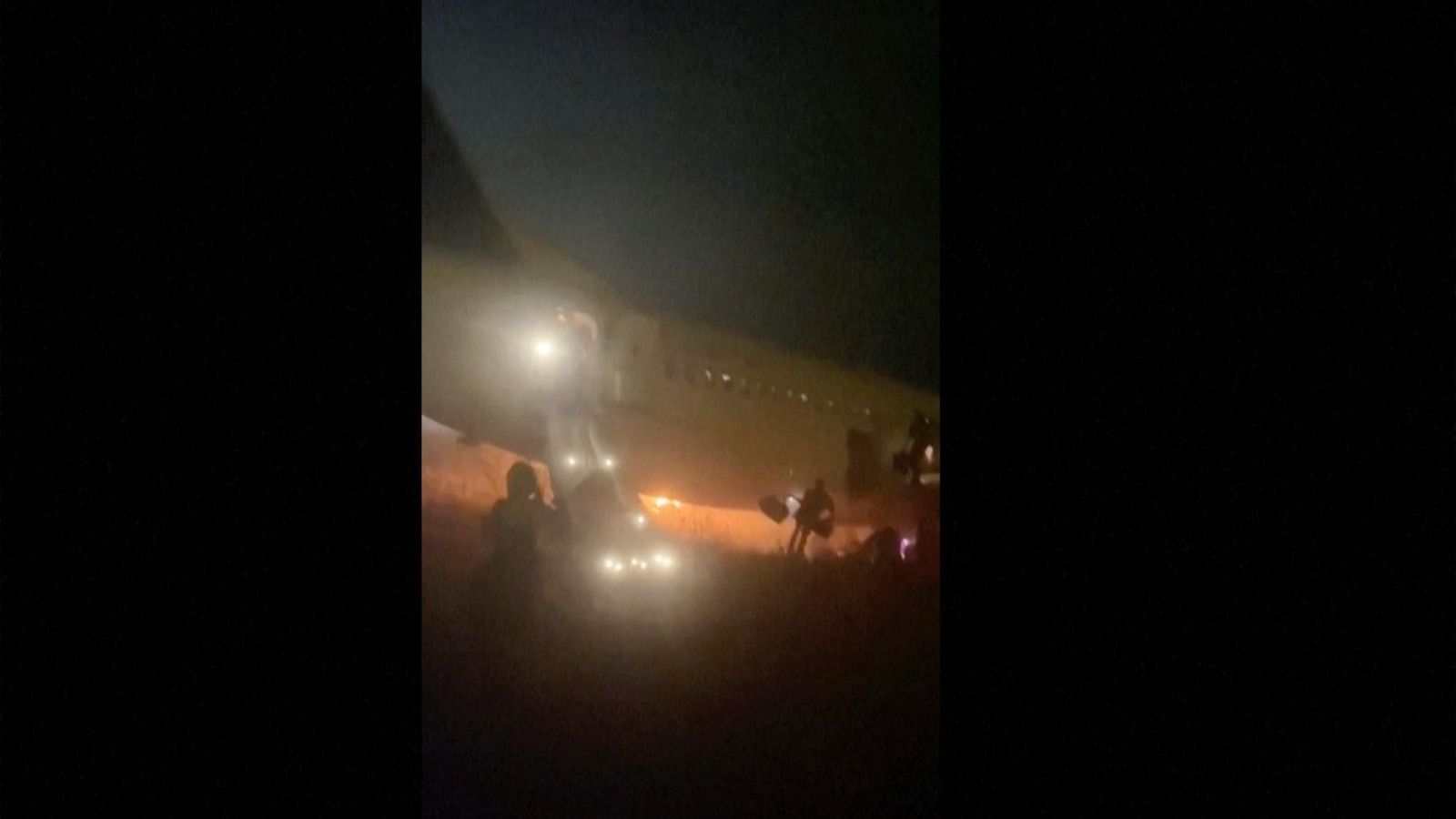Boeing 737 catches fire and skids off the runway at an airport in Senegal.  Ten people are injured